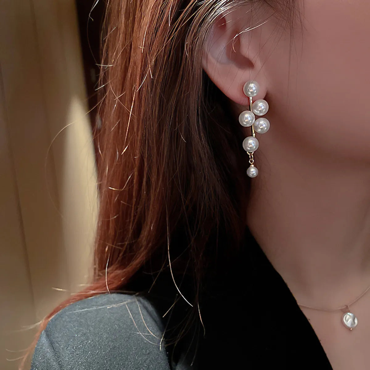 Korea Geometric Rhinestone Long Earrings