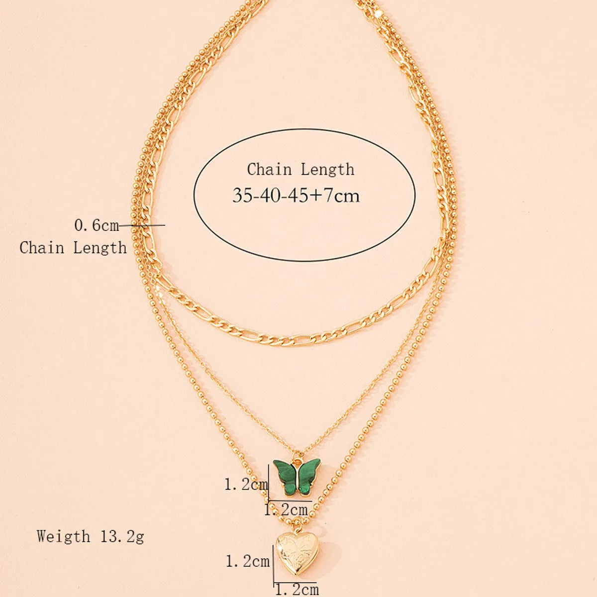 Korea Heart Butterfly Pendant Chain Multi-Layer Necklace Niche Clavicle Chain Sweater Chain