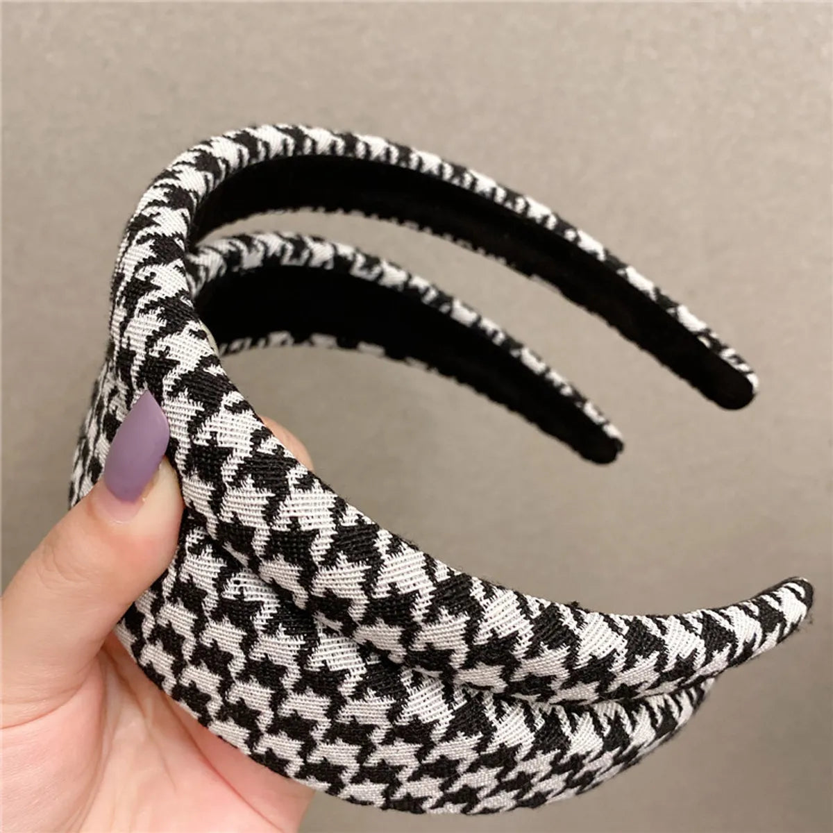 Korean Dongdaemun Same Product Houndstooth Simple Hairband Girly Temperamental Hairpin Ins Internet Celebrity Bow Headband