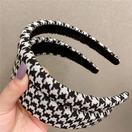 Korean Dongdaemun Same Product Houndstooth Simple Hairband Girly Temperamental Hairpin Ins Internet Celebrity Bow Headband