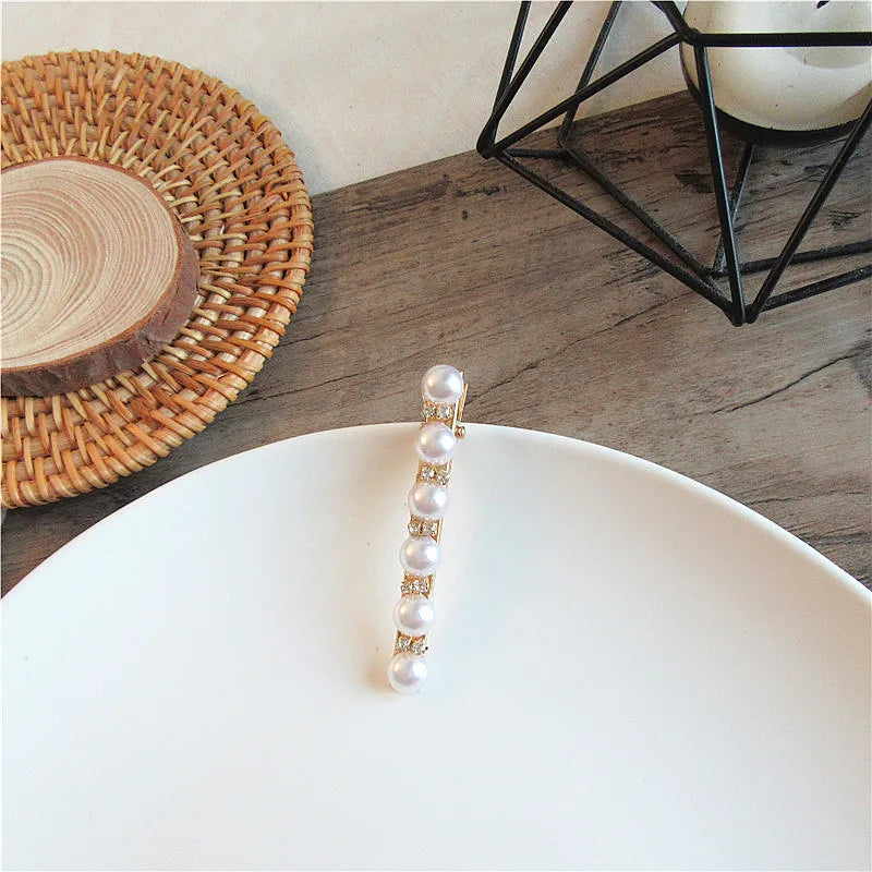 Korea Ladies Square Hollow Pearl Hairpin Alloy Hairpin