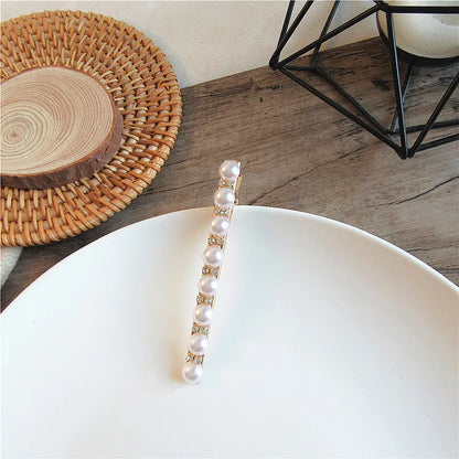 Korea Ladies Square Hollow Pearl Hairpin Alloy Hairpin