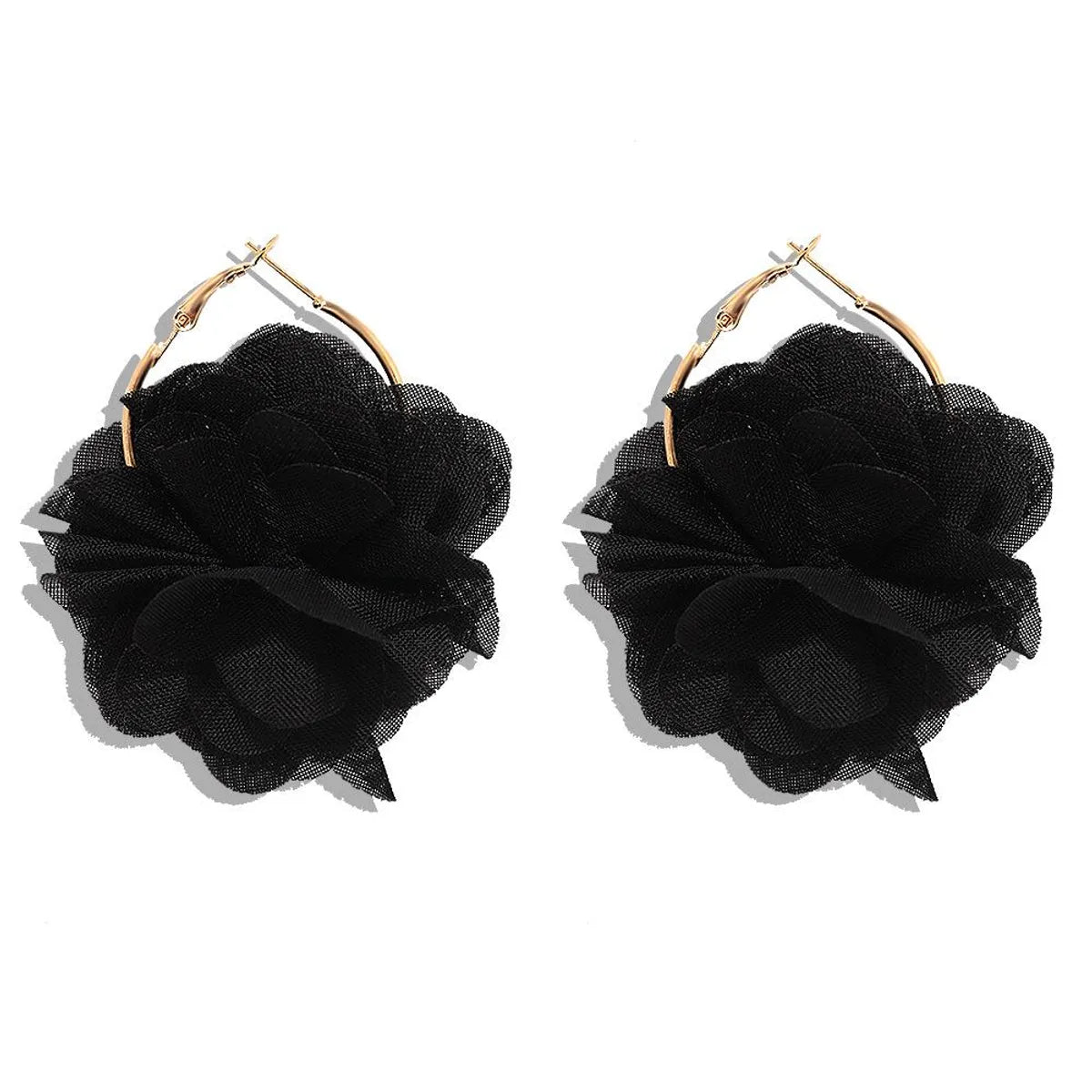 Korea New Fashion Hard Yarn Flower Earrings Exquisite Ear Jewelry Wholesale