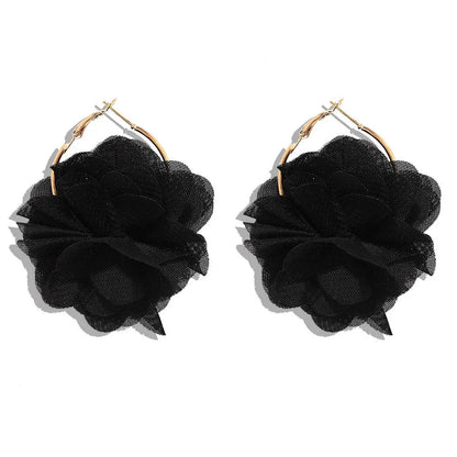 Korea New Fashion Hard Yarn Flower Earrings Exquisite Ear Jewelry Wholesale