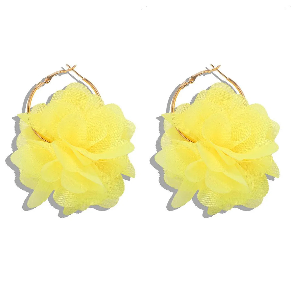 Korea New Fashion Hard Yarn Flower Earrings Exquisite Ear Jewelry Wholesale