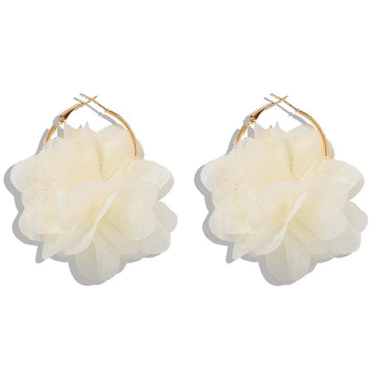 Korea New Fashion Hard Yarn Flower Earrings Exquisite Ear Jewelry Wholesale