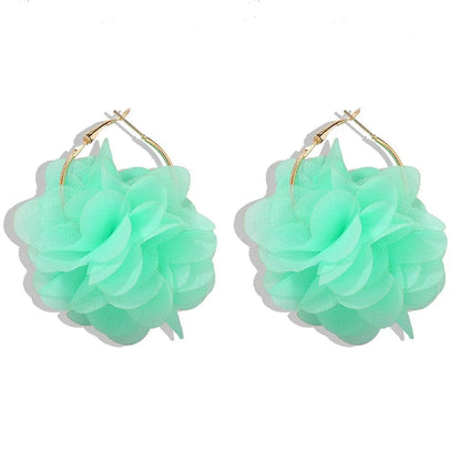 Korea New Fashion Hard Yarn Flower Earrings Exquisite Ear Jewelry Wholesale