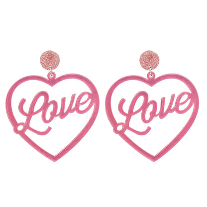 Korea Retro Geometric Love Acrylic Plate Earrings