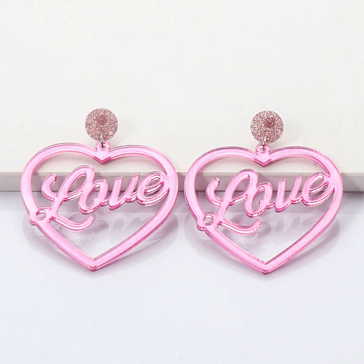 Korea Retro Geometric Love Acrylic Plate Earrings