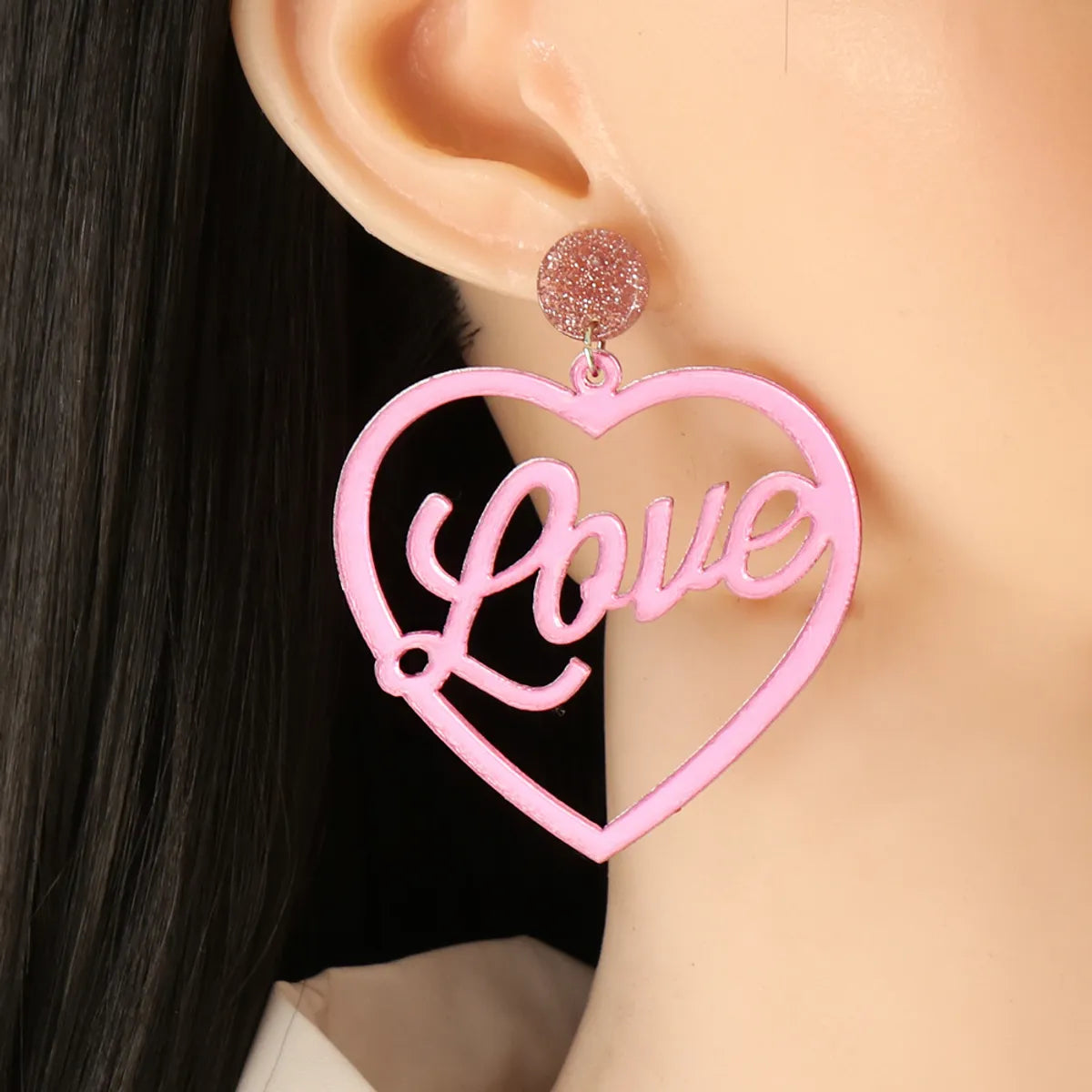 Korea Retro Geometric Love Acrylic Plate Earrings