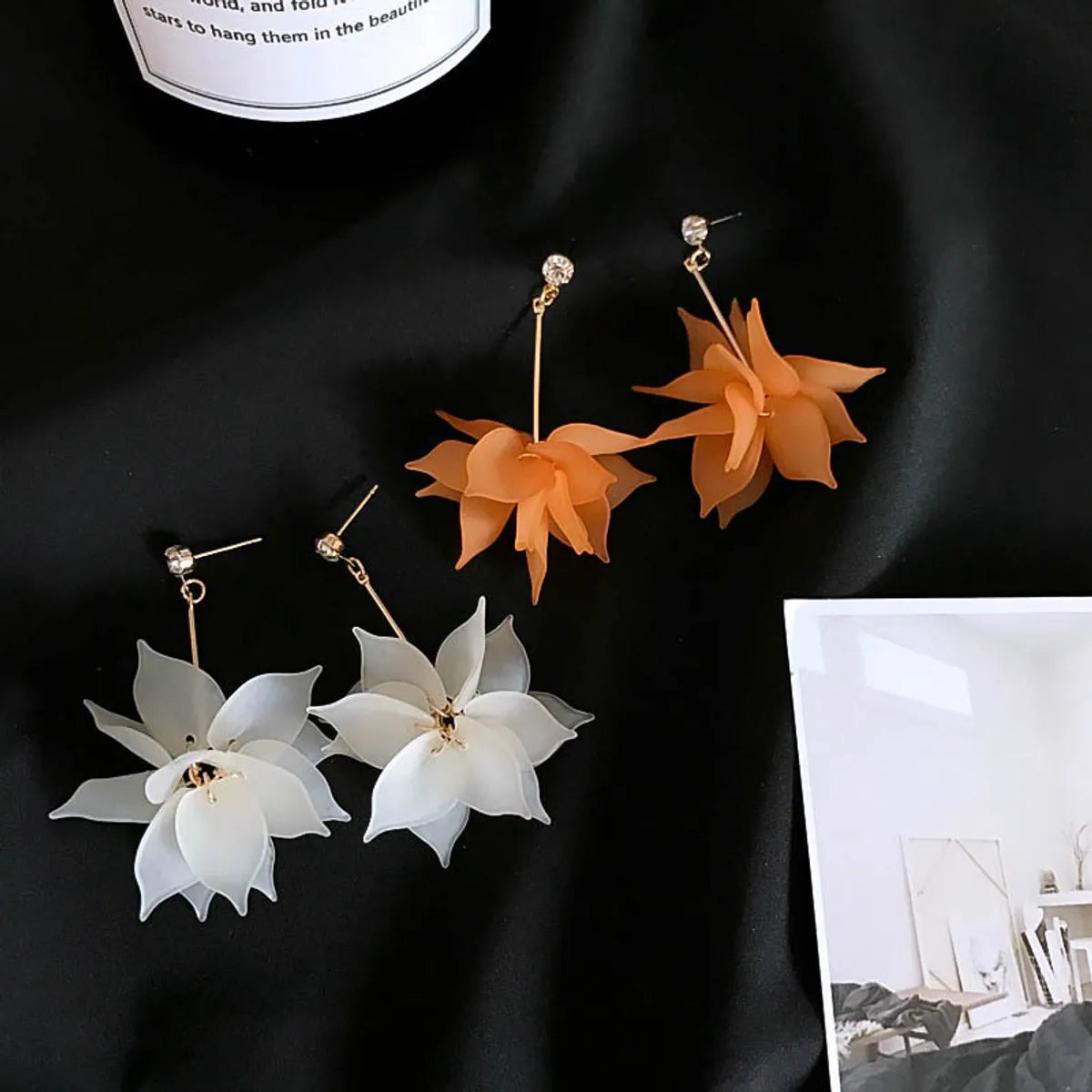 Korea's New Petal Earrings Lotus Flower Earrings Long Tassel Earrings