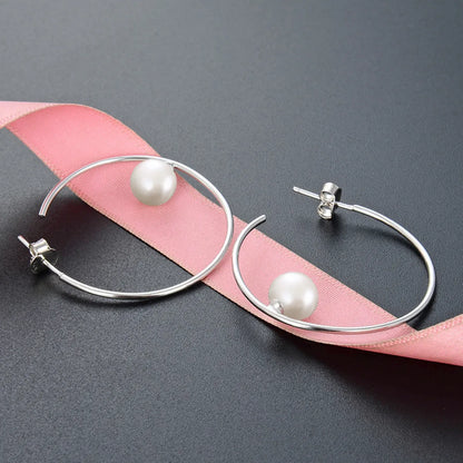 Korea S925 Silver Pearl Earrings Simple Ring Earrings Fashion Earrings