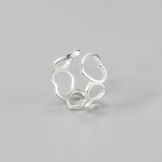 Korea S925 Sterling Silver Hollow Love Ear Bone Clip Simple No Pierced Ear Clip