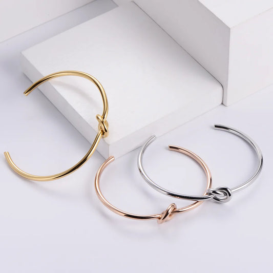 Korea Simple Knotted Open Stainless Steel Thin Bracelet Wholesale Gooddiy