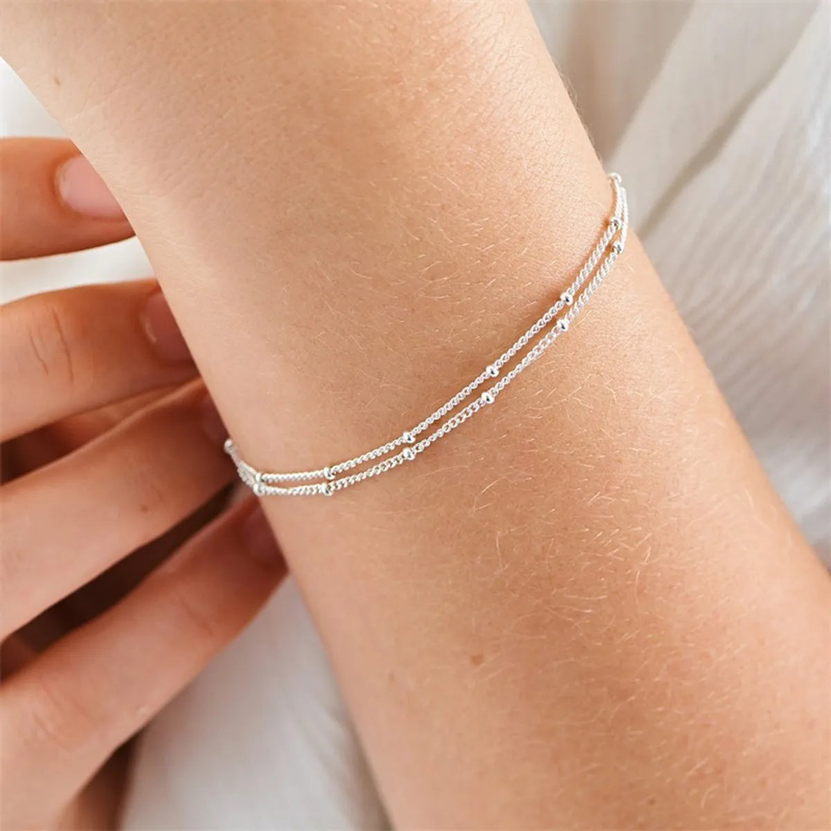 Korea Stainless Steel Double-layer Bracelet Bead Chain Bracelet Adjustable Jewelry Wholesale