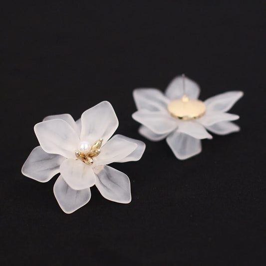 Korea White Frosted Resin Flower Bohemian Style Earrings Wholesale Gooddiy