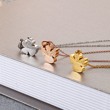 Cross-border Sold Jewelry Wholesale Fashion Temperament Korean Necklace Angel Titanium Steel Necklace For Women Clavicle Chain Accessories Can Be Sent On Behalf