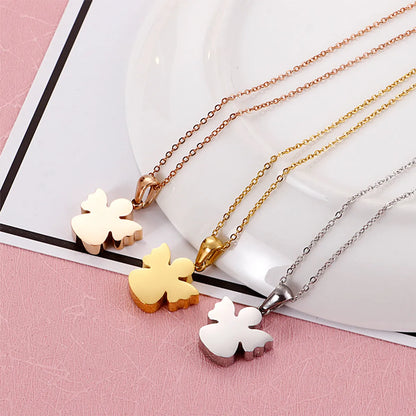 Cross-border Sold Jewelry Wholesale Fashion Temperament Korean Necklace Angel Titanium Steel Necklace For Women Clavicle Chain Accessories Can Be Sent On Behalf