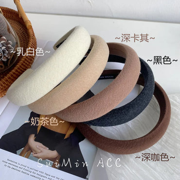 Korean Autumn And Winter Caramel Color Hair Band Wide Side Headband Hair Bundle Female