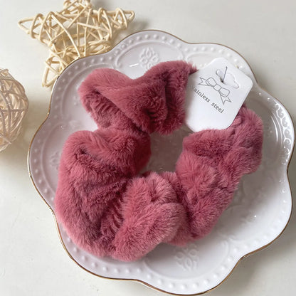 Korean Autumn And Winter Cute Imitation Rabbit Velvet Hair Ring Soft Warm Furry Hair Rope Large Intestine Ring Hair Rope Accessories Women