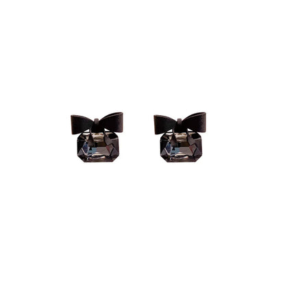 Korean Black Square Bow Earrings