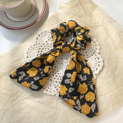 Korean Bowknot Floral Ribbon Hair Scrunchies