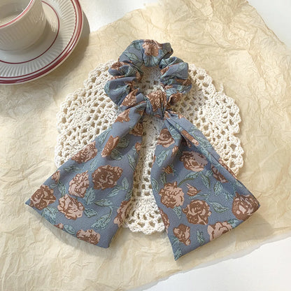 Korean Bowknot Floral Ribbon Hair Scrunchies