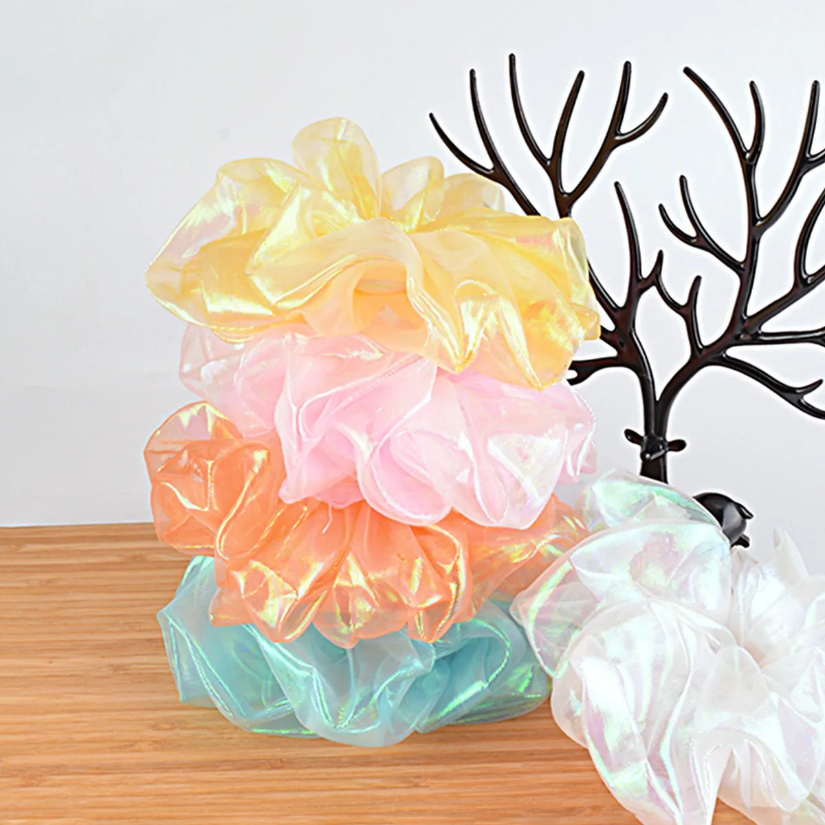 Korean Bright Silk Organza Hair Scrunchies