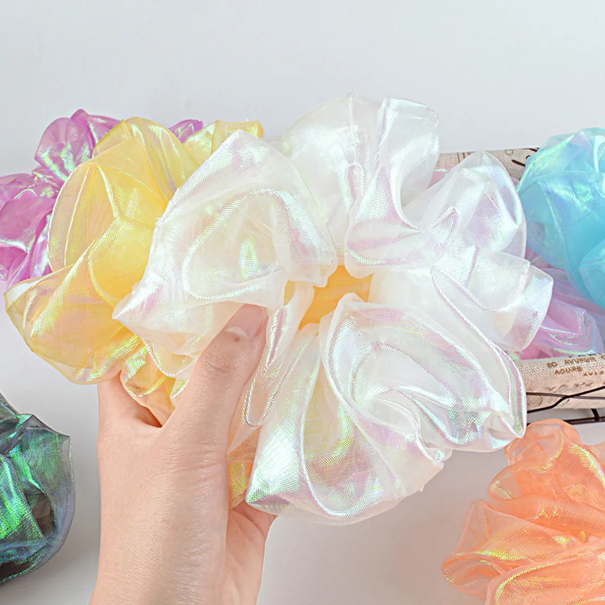 Korean Bright Silk Organza Hair Scrunchies