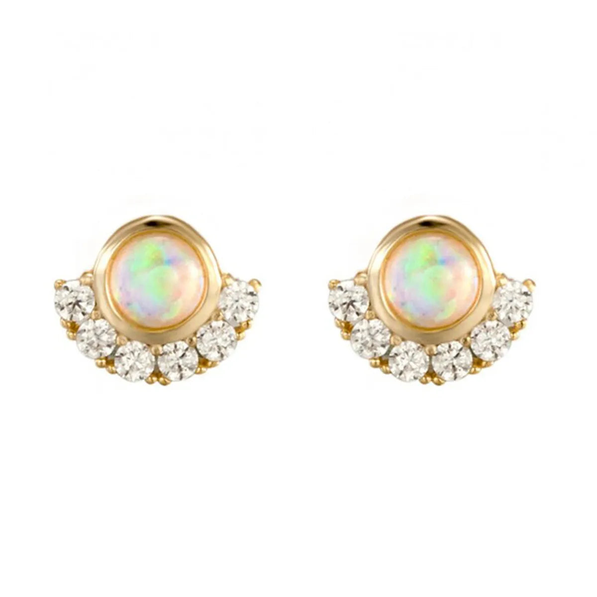 Korean Circle Opal Opal Exquisite Earrings Simple Stud Earrings Ear Jewelry