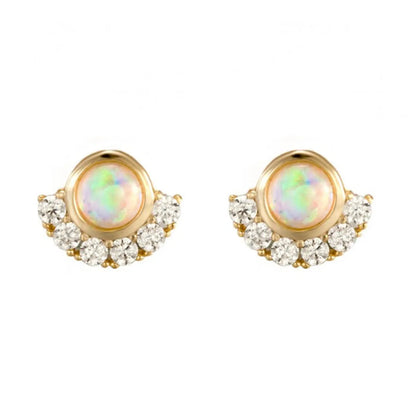 Korean Circle Opal Opal Exquisite Earrings Simple Stud Earrings Ear Jewelry