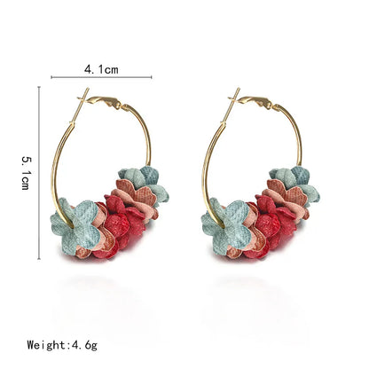 Korean Cloth Flower Alloy Earrings