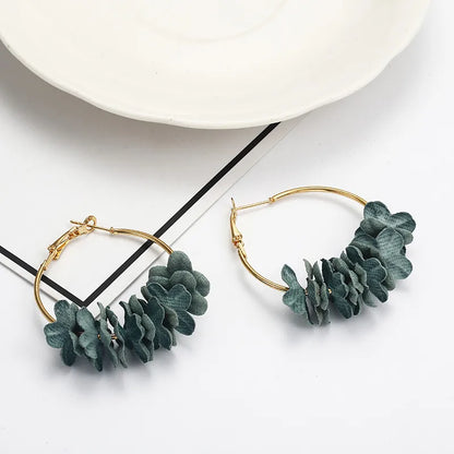 Korean Cloth Flower Alloy Earrings