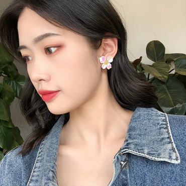 Korean Colorful Flower Earrings New Simple Super Fairy Earrings Sweet Girl Earrings Wholesale Gooddiy