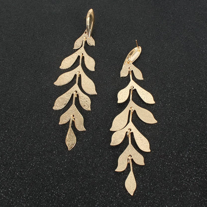 Korean Creative Alloy Willow Leaf Multi-layer Long Earrings Wholesale Gooddiy