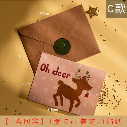 Korean Creative Cartoon Mini Message Card With Envelope