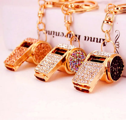 Korean  Creative Craft Small Gifts Diamond-Studded Whistle Keychain