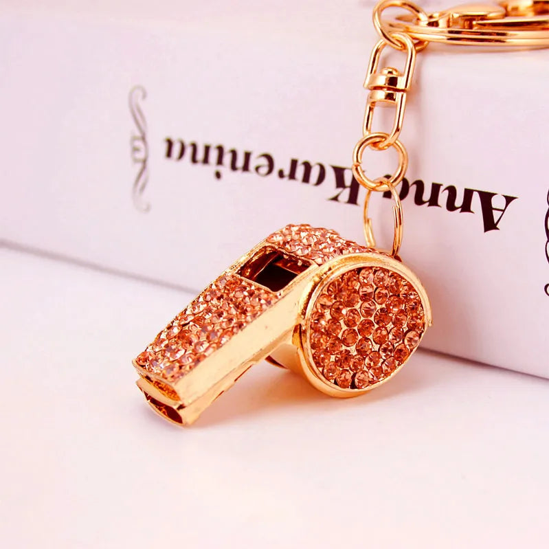 Korean  Creative Craft Small Gifts Diamond-Studded Whistle Keychain