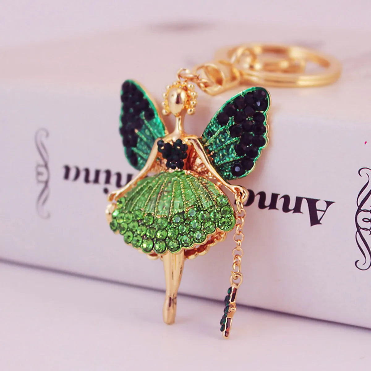 Korean Creative Cute Diamond Angel Girl Crystal Metal Pendant Keychain Wholesale