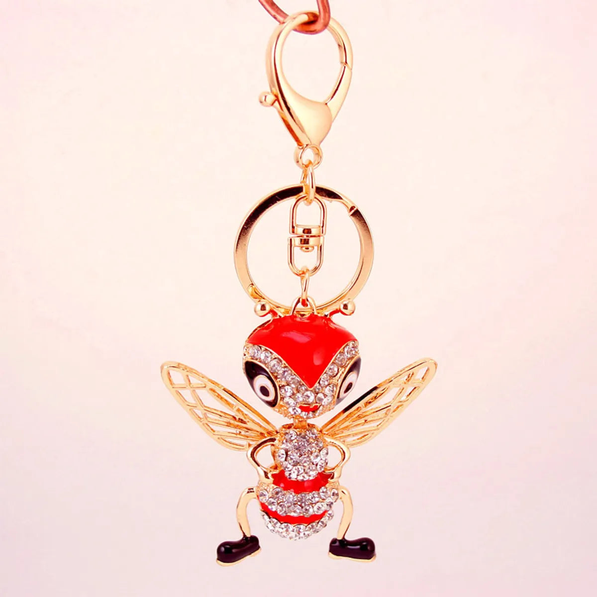 Korean Creative Dripping Craft Cute Bee Keychain Bag Insect Animal Metal Pendant Wholesale