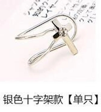 Korean Creative Pearl Earrings Temperament Single Diamond Star Ear Clip U-Shaped Ear Clip Single Set