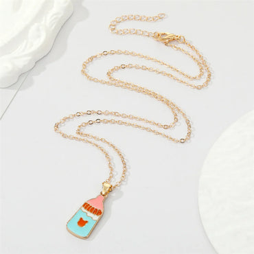 Korean Creative Personality Alloy Dripping Oil French Fries Pizza Food Pendant Necklace