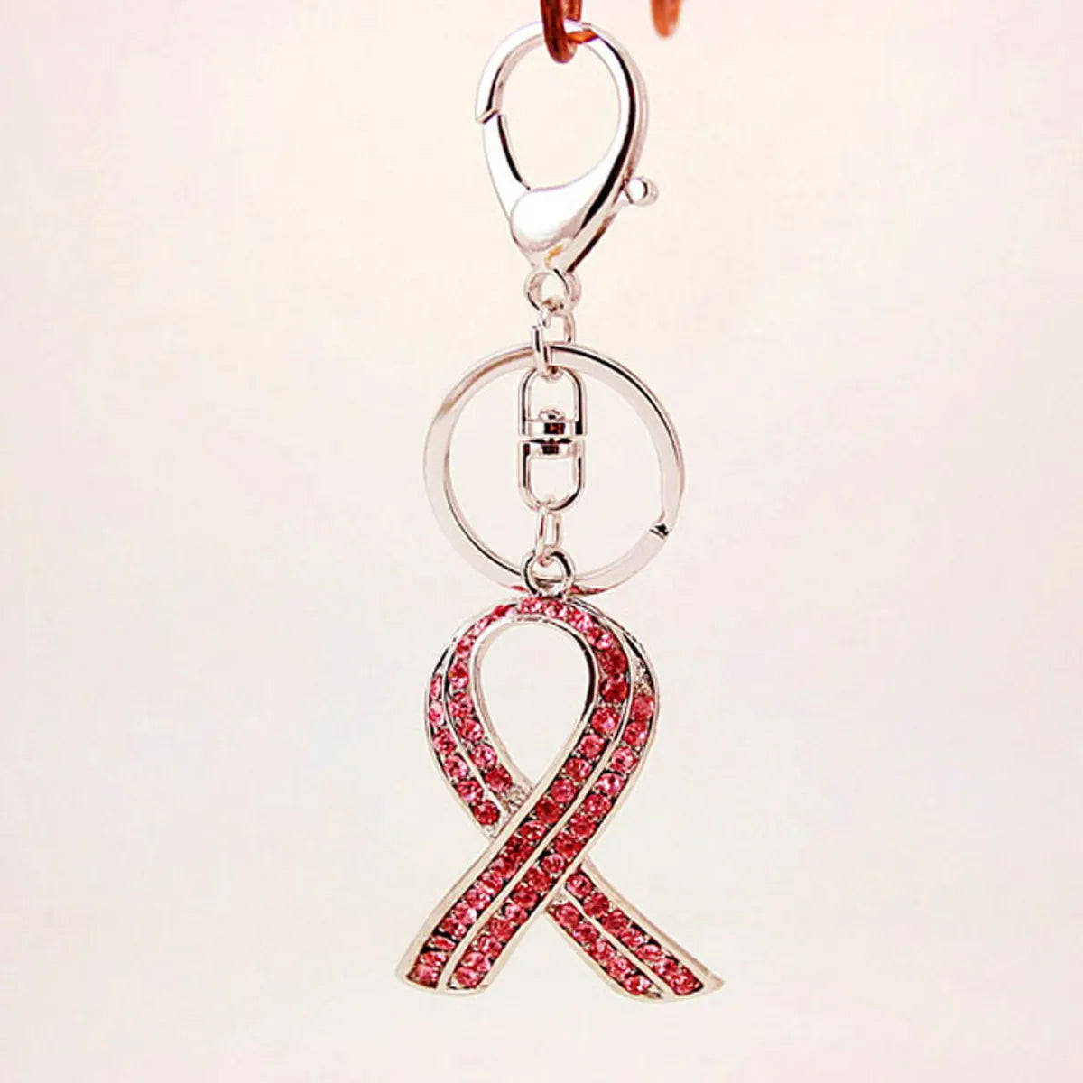 Korean  Creative Red Ribbon Crystal  Keychain