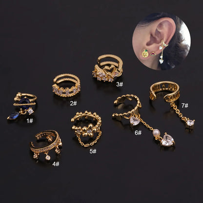 Korean Creative U-Shaped Cartilage Ear Clip Inlaid Zircon Non-Pierced Earrings