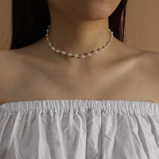 Korean  Cute Hand-Woven Pearl Necklace