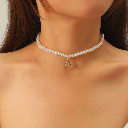 Korean Cute Letter A Pearl Necklace