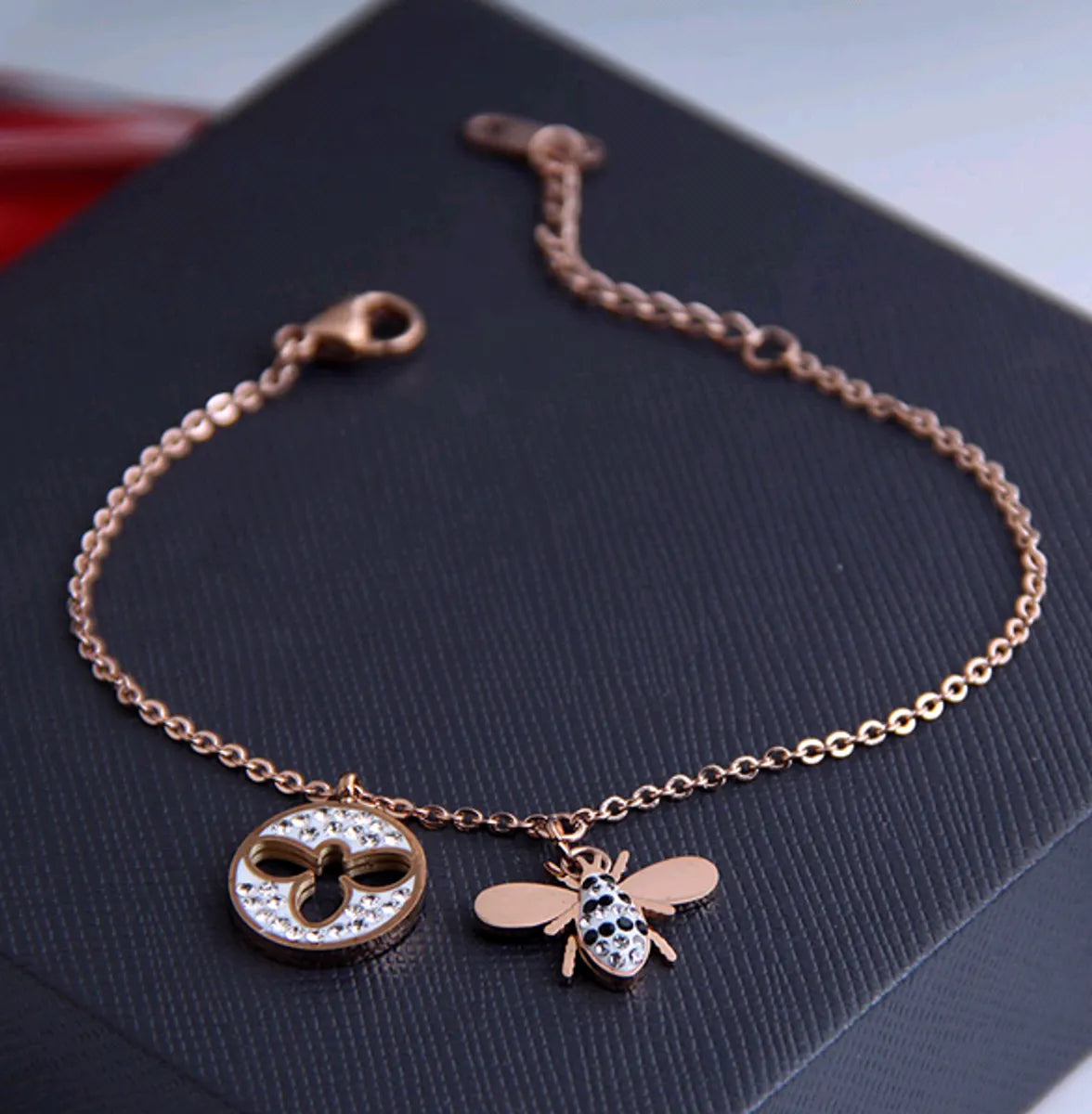 Korean Diamond Bee Titanium Steel Anklet