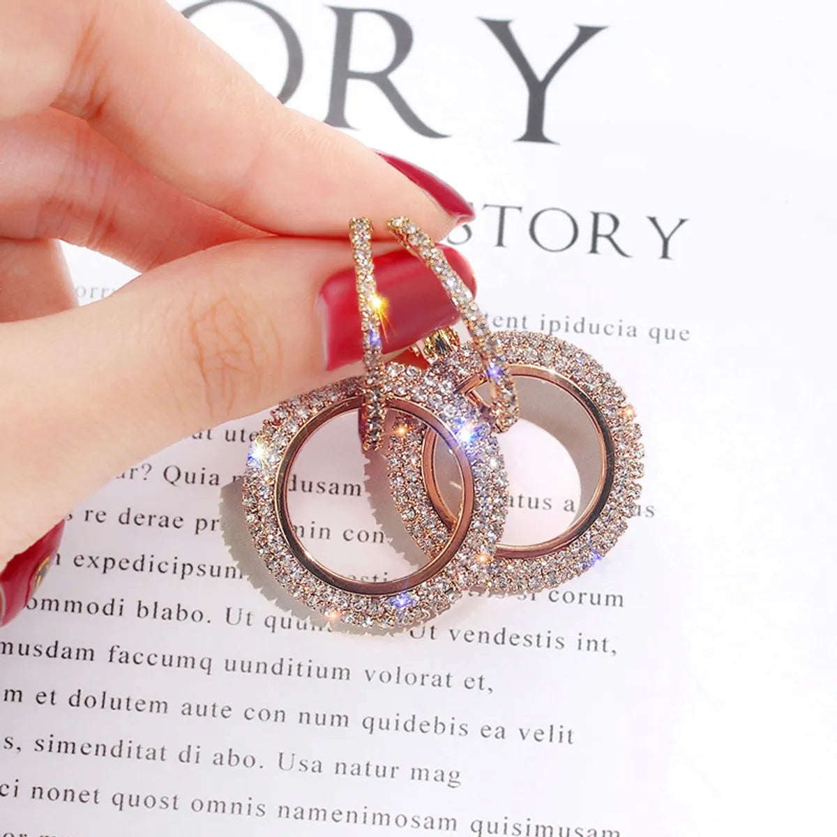 Fashion Geometric Rhinestone Artificial Gemstones Earrings