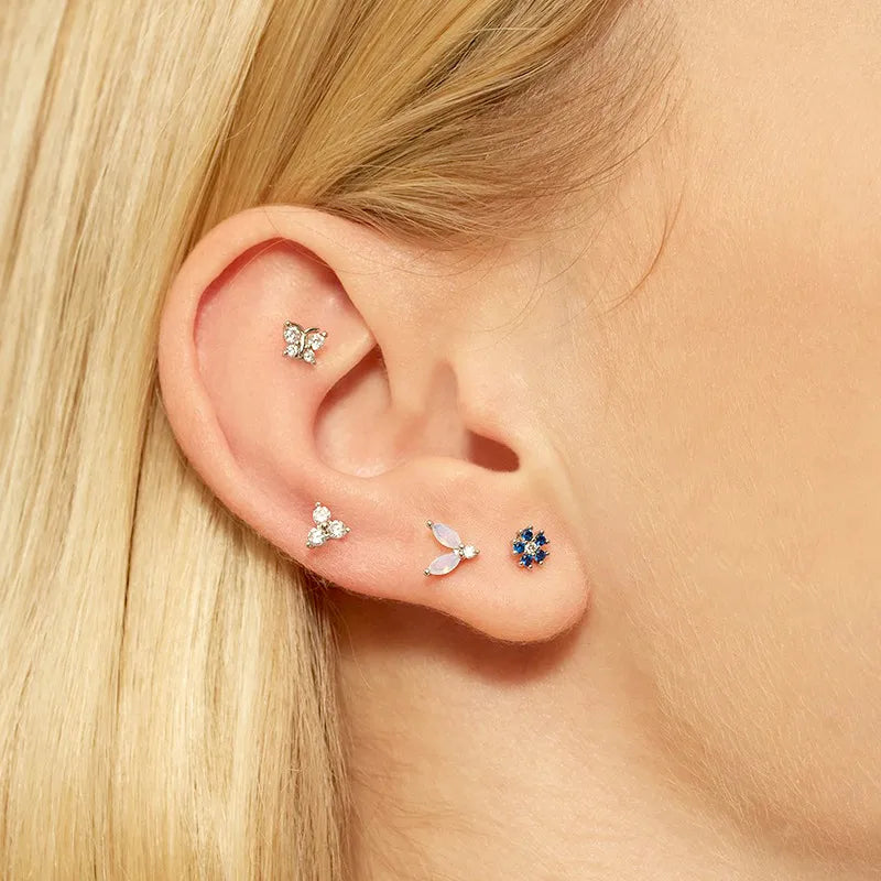 Korean Diamond Snowflake Screw Earrings Minimalist Fashion Earrings