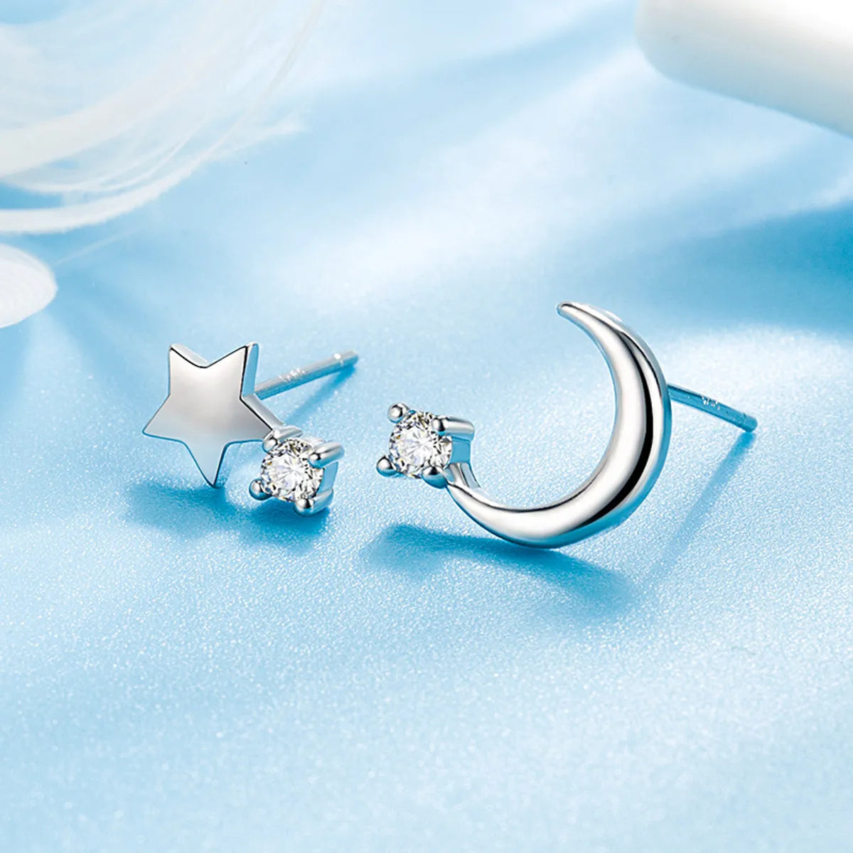 Korean Diamond Star Moon Earrings Fashion Zircon Earrings